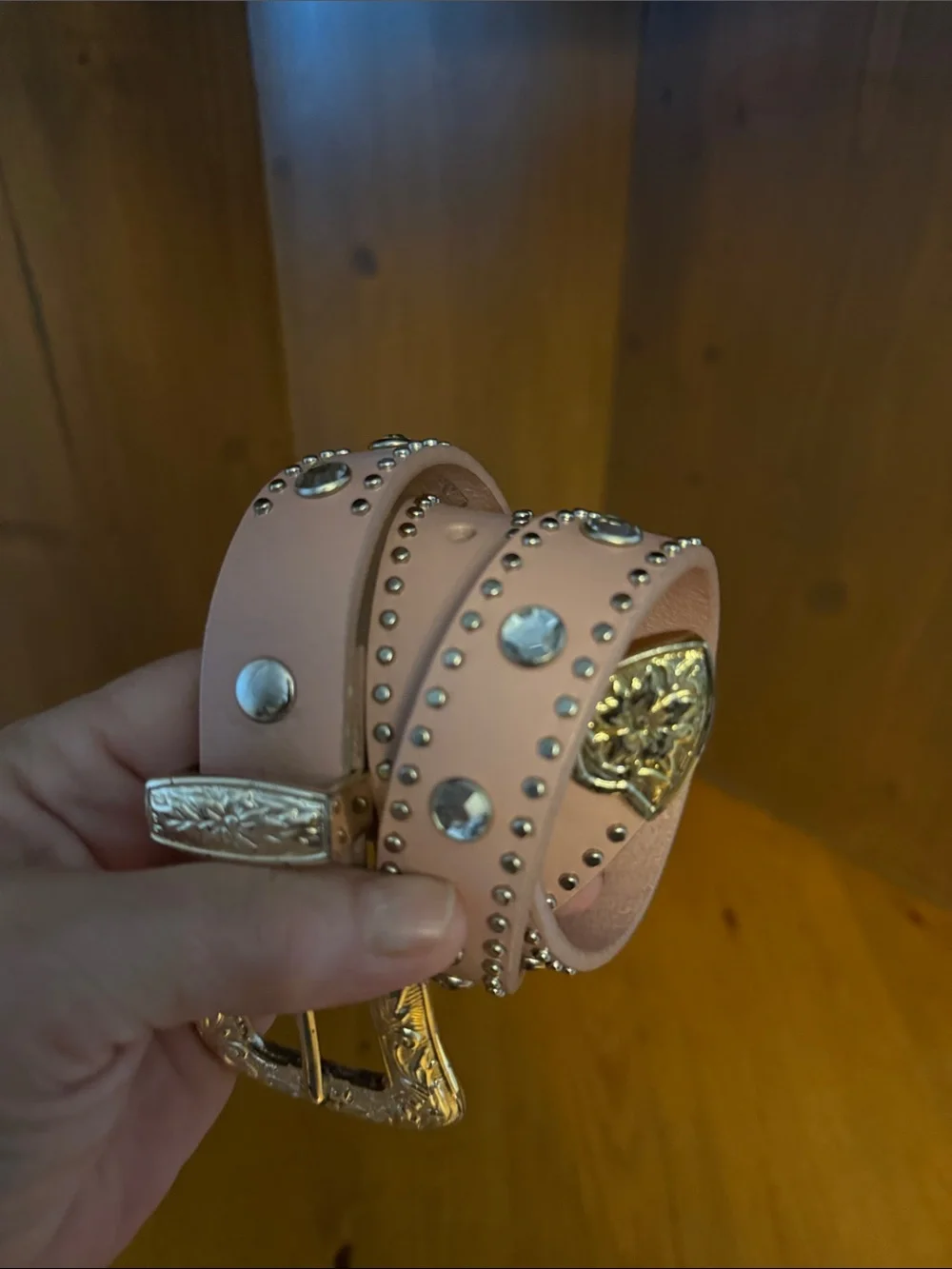 Nocona Pink Leather Rhinestone Studded Western Cowgirl Belt Sz 26 N4420430